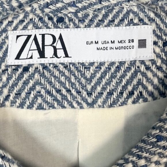 Zara Gold Button Herringbone Cropped Lady Jacket Blazer Size Medium - Picture 5 of 5